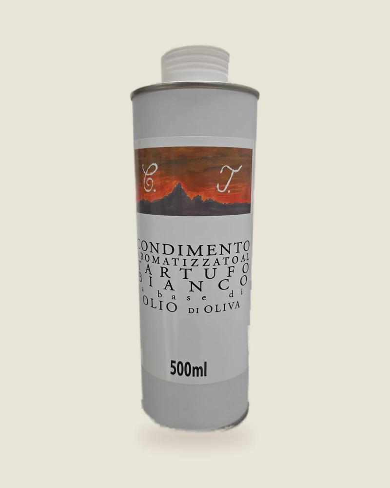 Condimento aromatizzato al tartufo bianco – Lattina · 500 ml · base olio di oliva